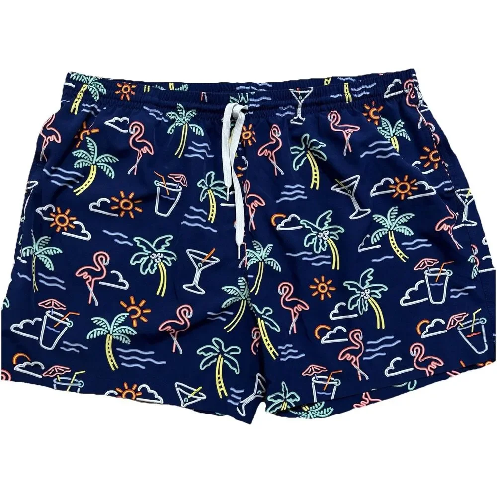 Chubbies Swim Trunks Men’s XXXL 5.5” ‘The Neon Lights’ Blue Beach Tropical